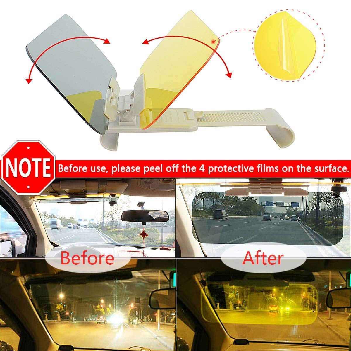 HD Dual Panel Anti-Glare Car Visor | Day & Night Driving Protector Clear & Safe